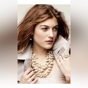 Stella & Dot Grace Pearl Stacked Two Toned
Cluster Statement Necklace